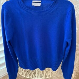 J. Crew Women's cropped cashmere Royal Blue Crew Neck Sweater